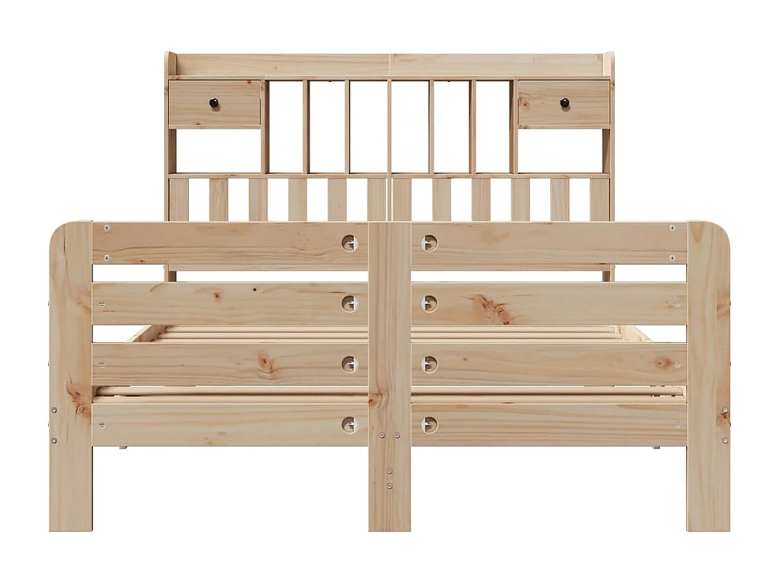 Cama con estantería sin colchón madera maciza de pino 140x200cm
