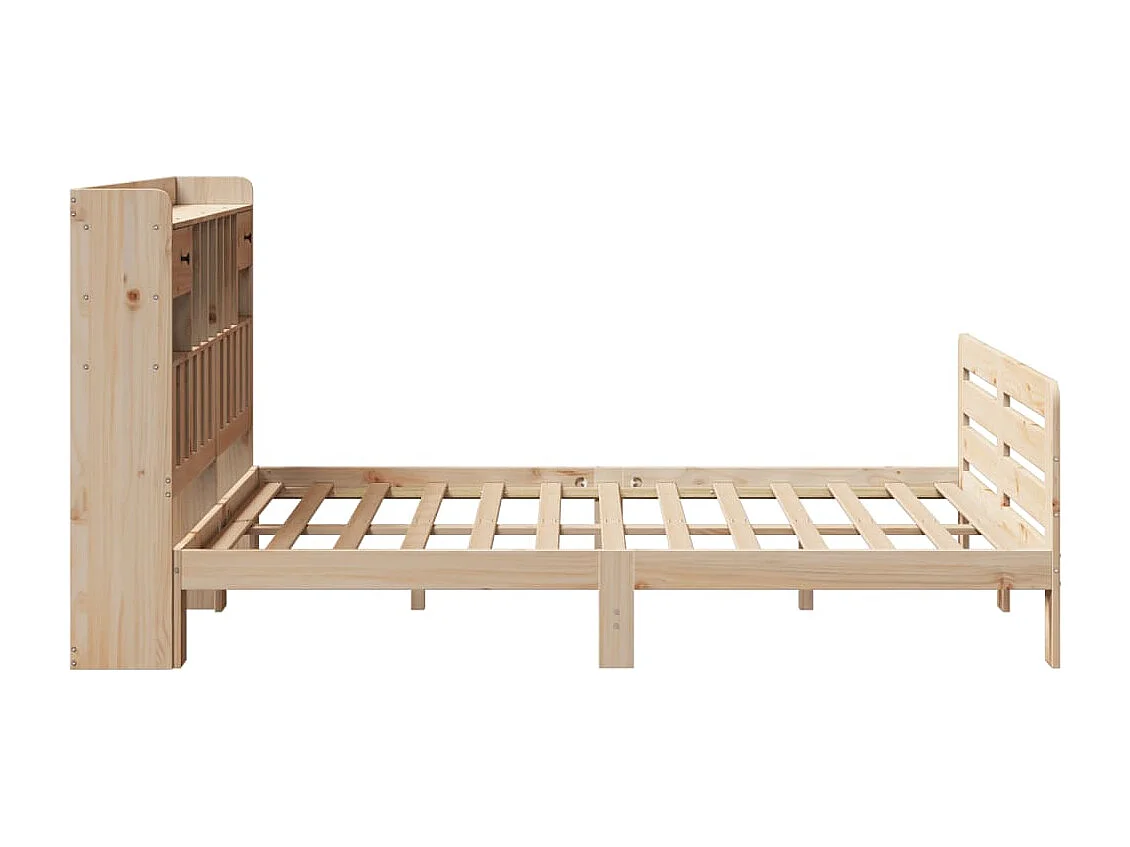 Cama con estantería sin colchón madera maciza de pino 140x200cm