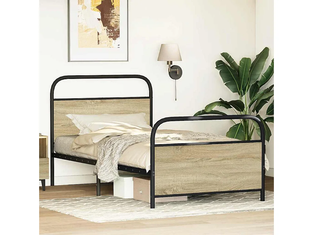 Cadre de lit sans matelas 90x200cm chêne sonoma bois ingénierie