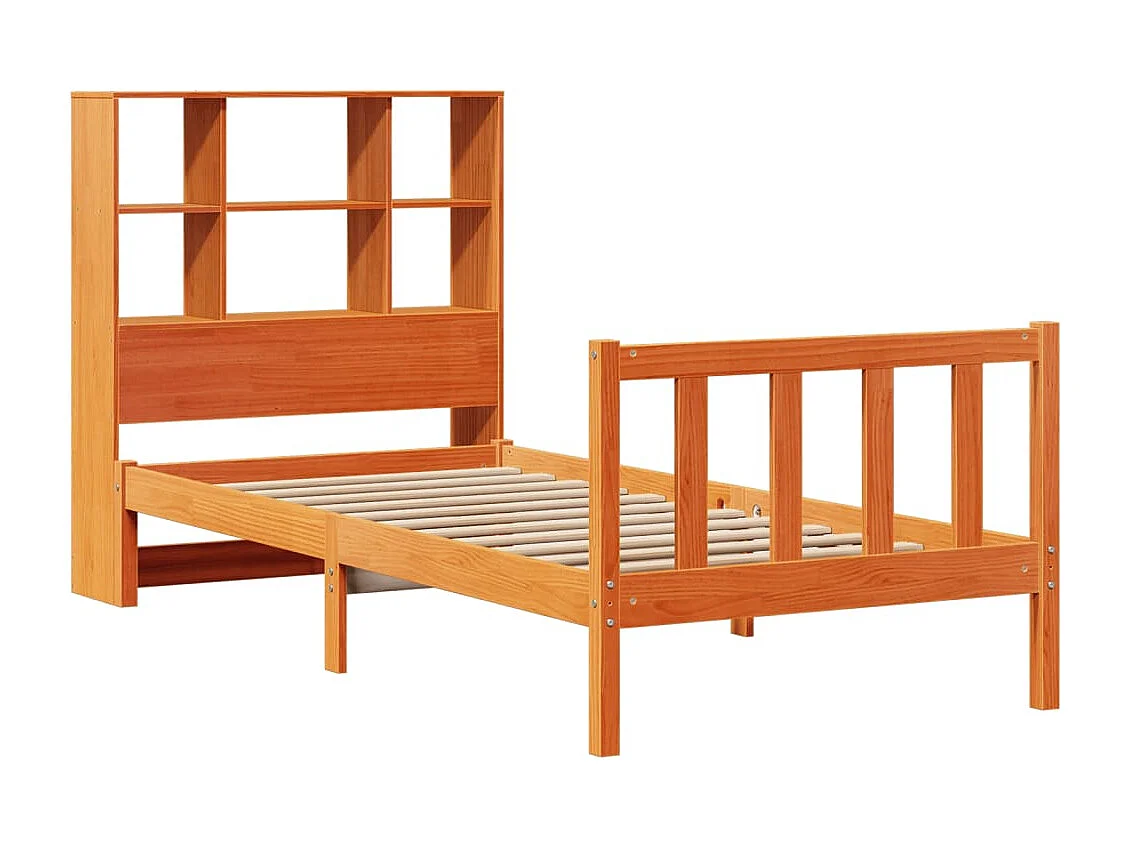 Sofá con estantería sin colchón madera maciza marrón 90x200 cm