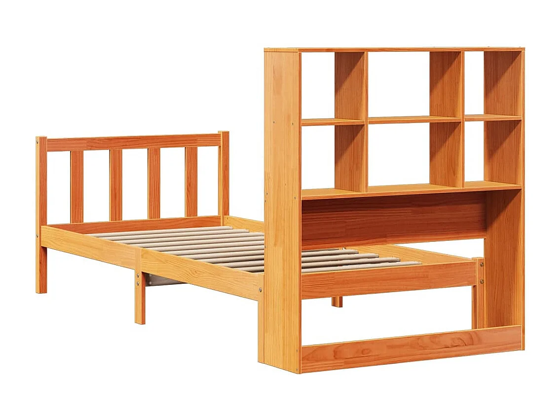 Sofá con estantería sin colchón madera maciza marrón 90x200 cm