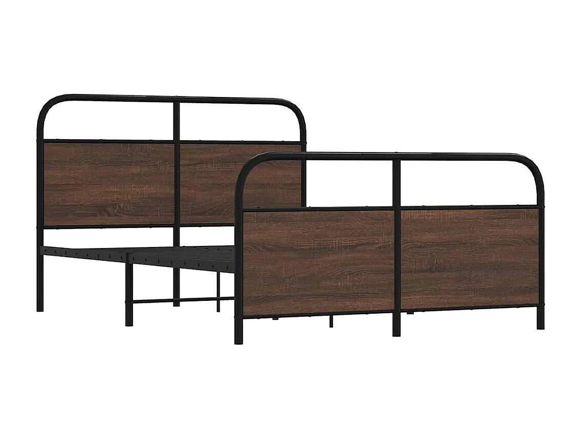 Estrutura de cama sem colchão 140x200cm metal carvalho castanho
