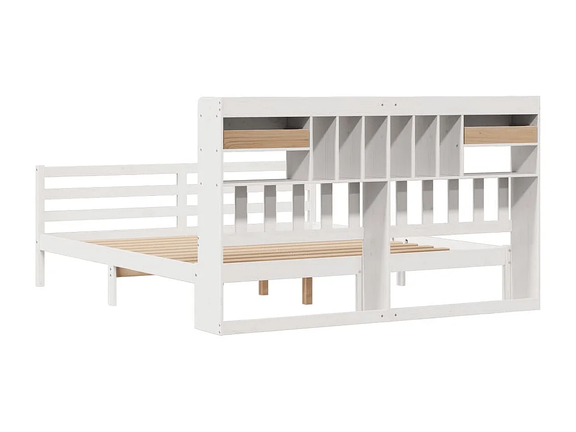 Cama com estante sem colchão 180x200 cm pinho maciço branco