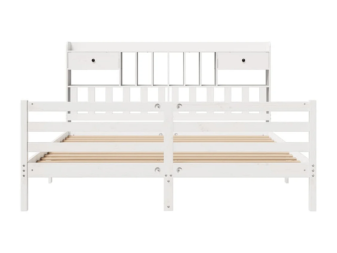 Lit bibliothèque sans matelas blanc 180x200 cm bois pin massif
