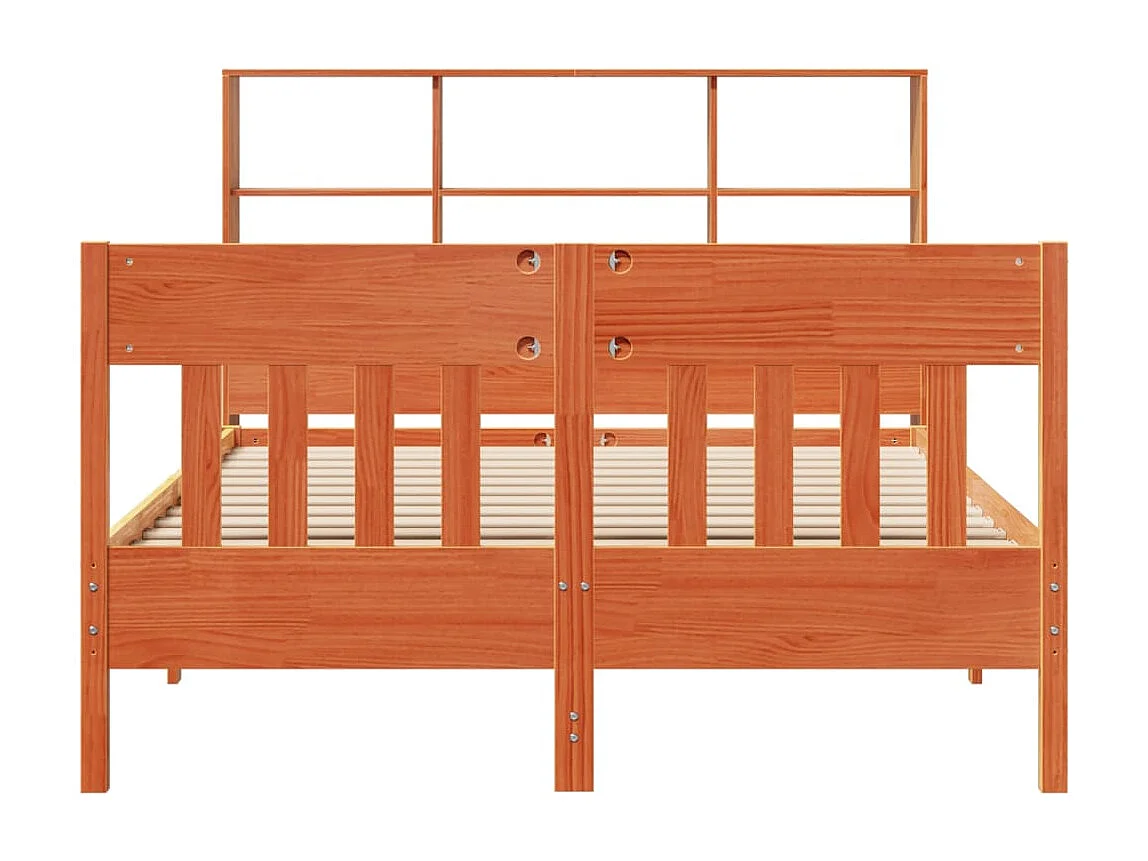 Cadre de lit sans matelas cire marron 140x190cm bois pin massif