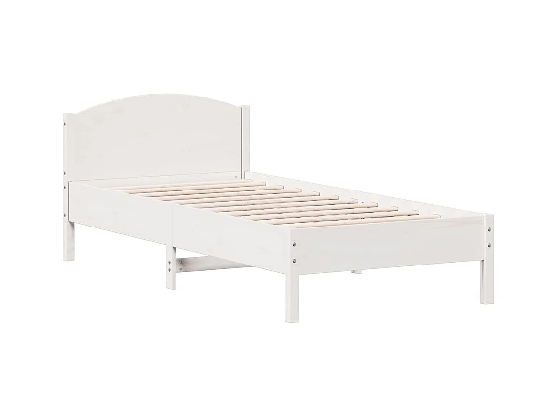 Lit bibliothèque sans matelas blanc 100x200 cm bois pin massif