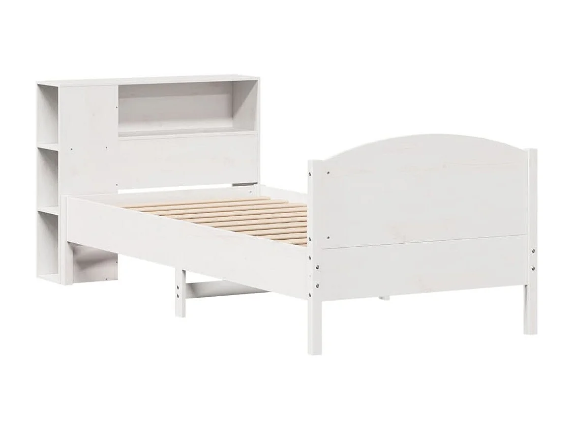 Cama con estantería sin colchón madera maciza blanca 100x200 cm