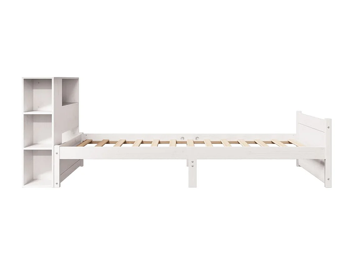 Cama com estante sem colchão 90x200 cm pinho maciço branco
