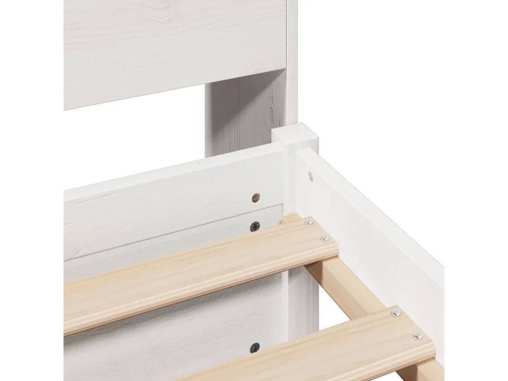 Lit bibliothèque sans matelas blanc 90x200cm bois de pin massif