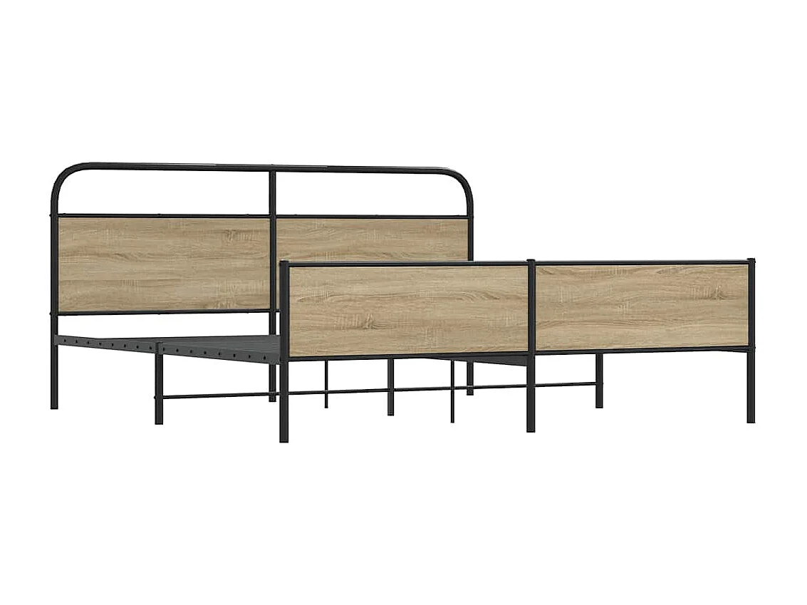 Estructura de cama sin colchón metal roble ahumado 150x200 cm