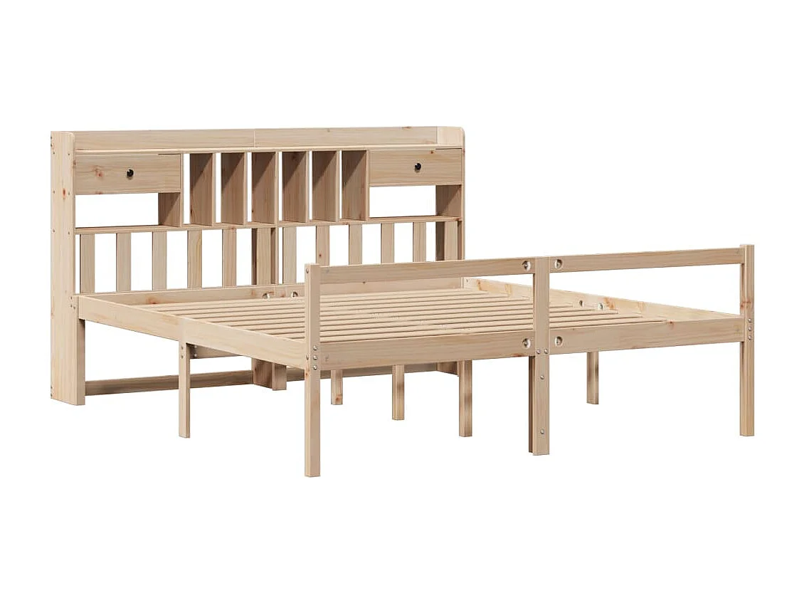 Cama con estantería sin colchón madera maciza de pino 180x200cm