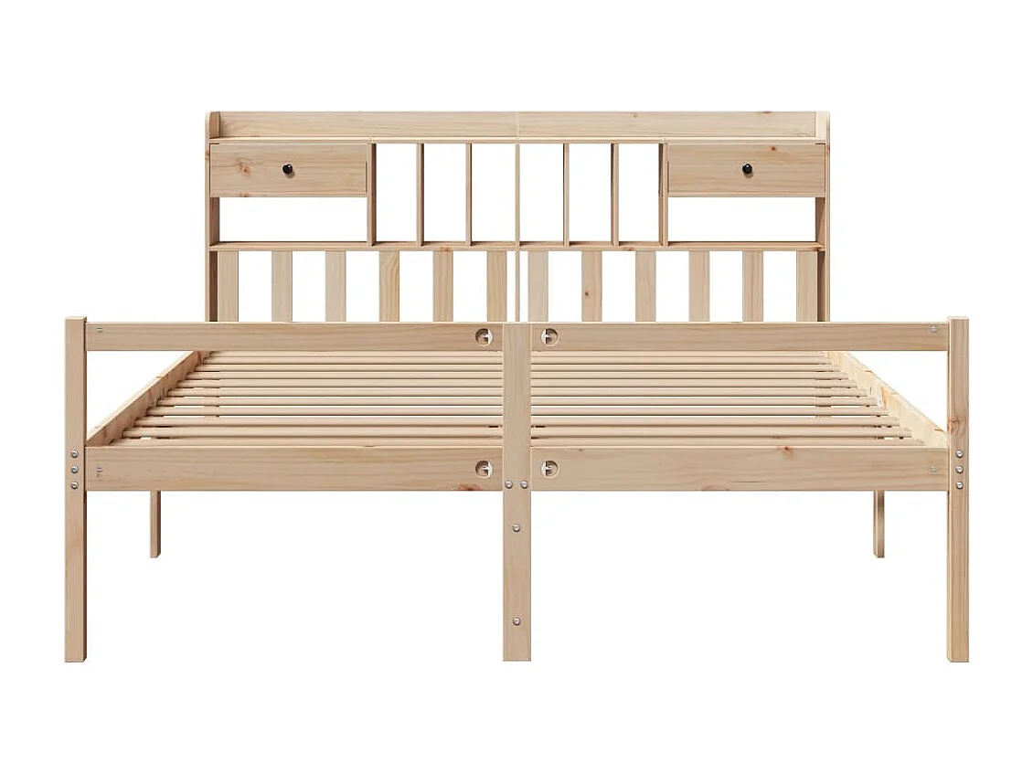 Cama con estantería sin colchón madera maciza de pino 180x200cm