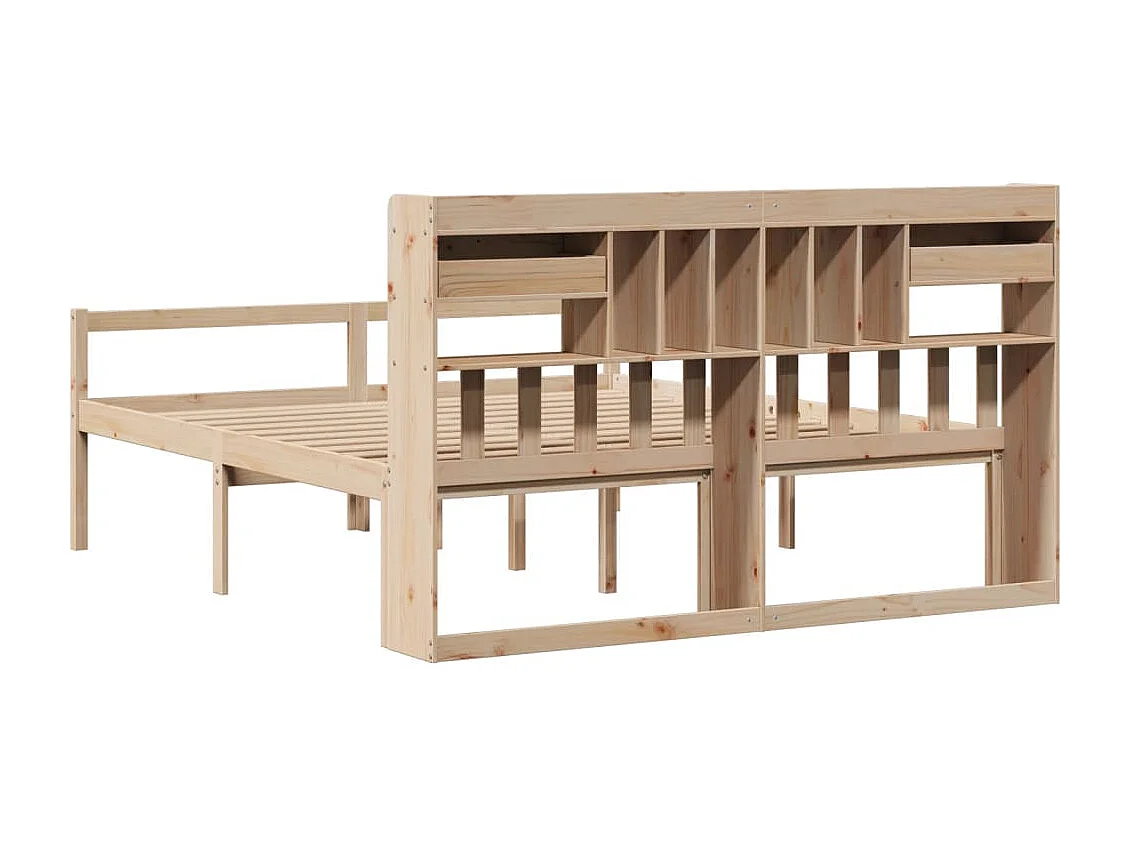 Cama con estantería sin colchón madera maciza de pino 180x200cm