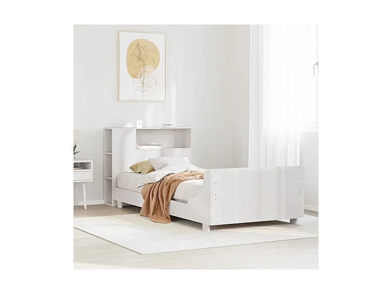 Cama sem colchão 75x190 cm madeira de pinho maciça branco