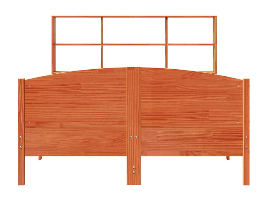 Cama con estantería sin colchón madera maciza marrón 160x200 cm