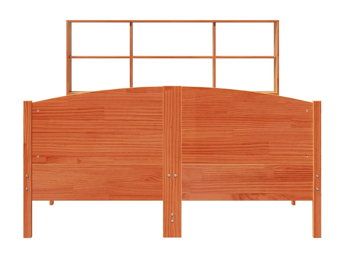 Cama con estantería sin colchón madera maciza marrón 160x200 cm
