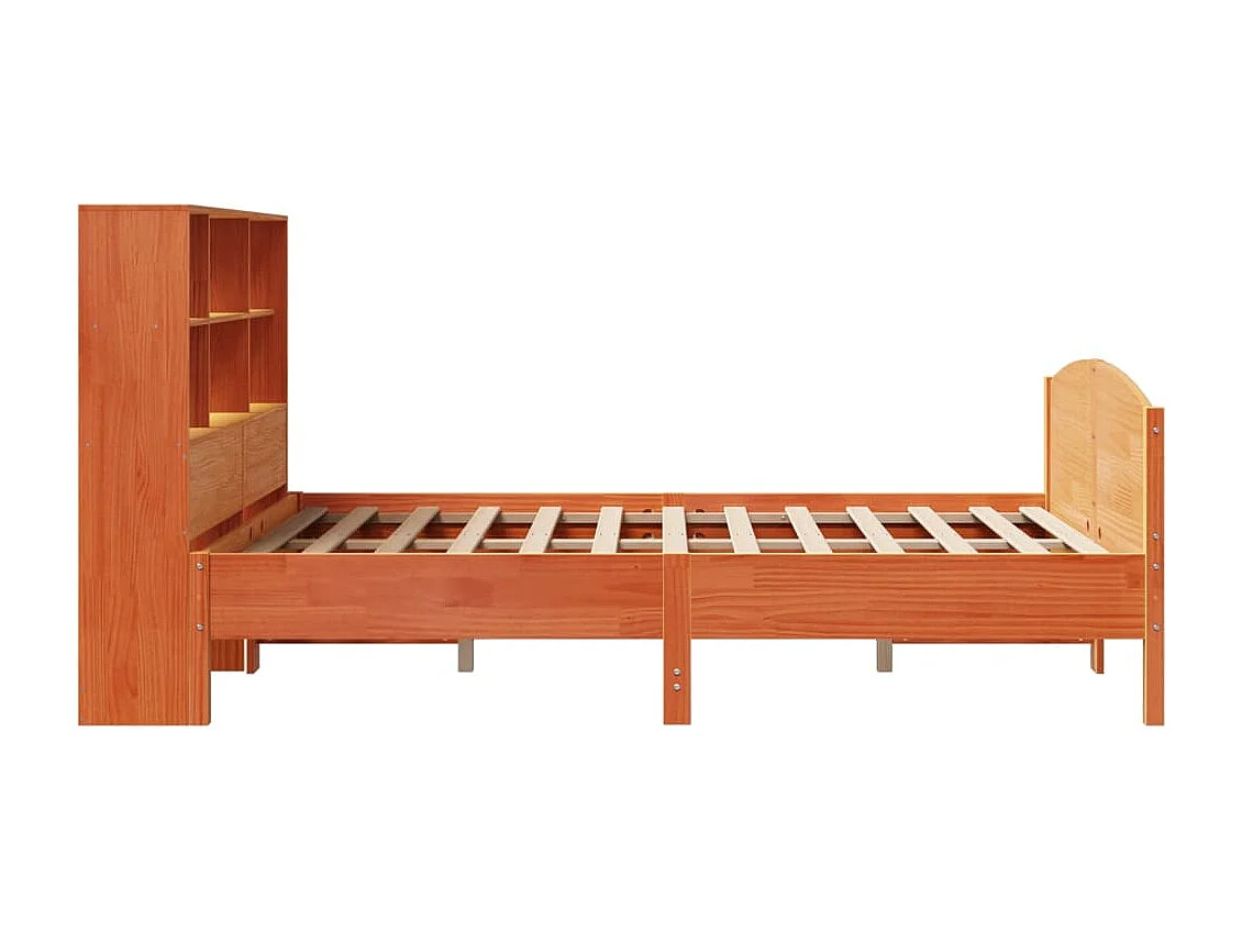 Cama con estantería sin colchón madera maciza marrón 160x200 cm