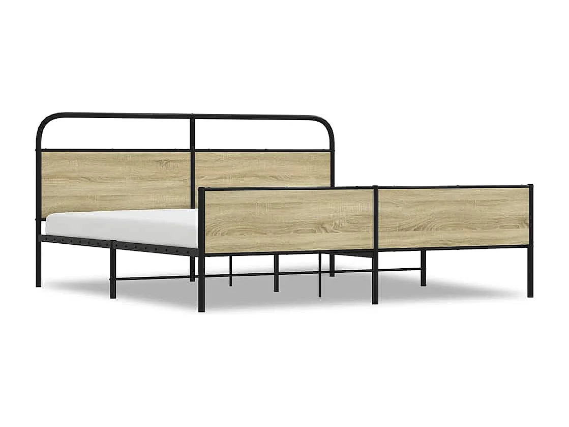 Estructura de cama sin colchón metal roble Sonoma 200x200 cm