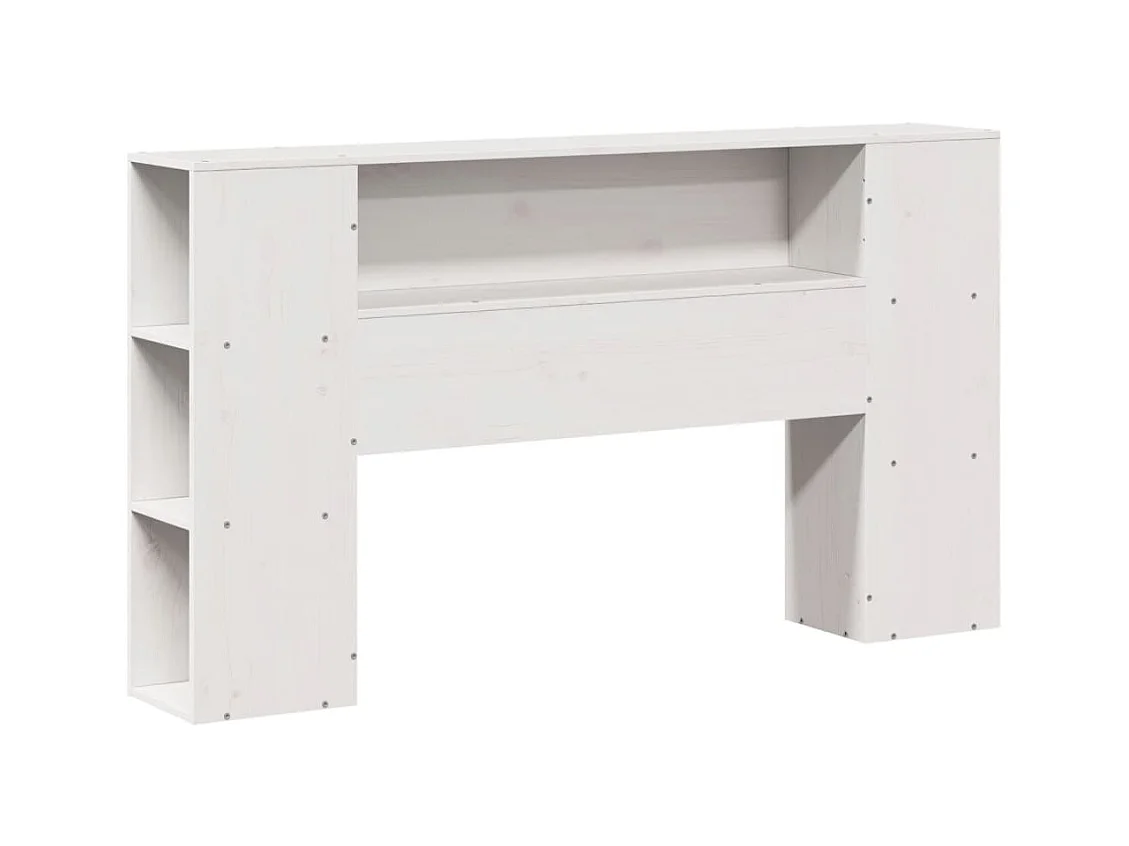 Lit bibliothèque sans matelas blanc 140x190 cm bois pin massif