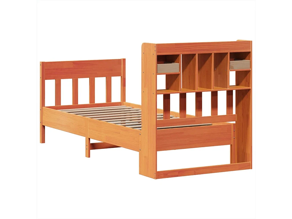 Cama sem colchão 100x200 cm pinho maciço castanho-mel