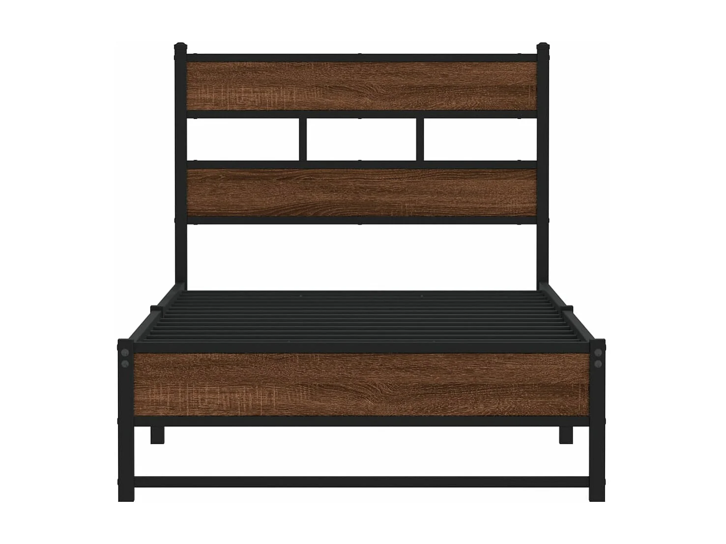 Estrutura de cama sem colchão 100x200cm metal carvalho castanho