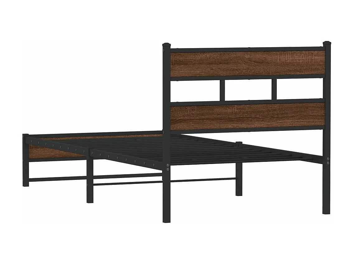 Estrutura de cama sem colchão 100x200cm metal carvalho castanho