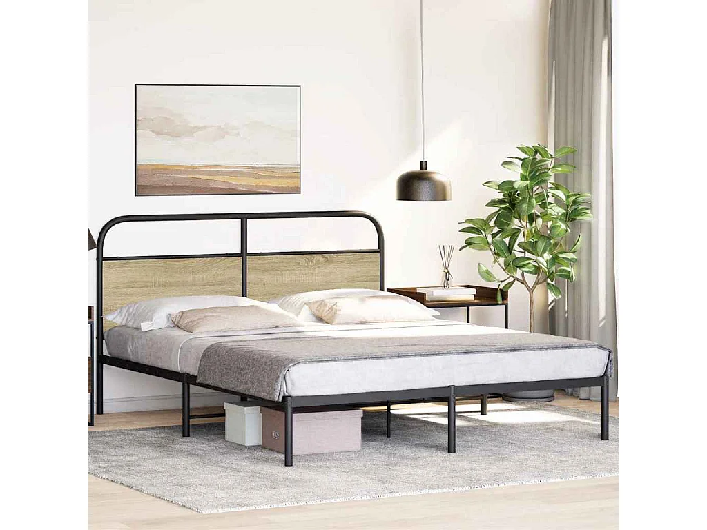 Cadre de lit sans matelas 150x200 cm chêne sonoma