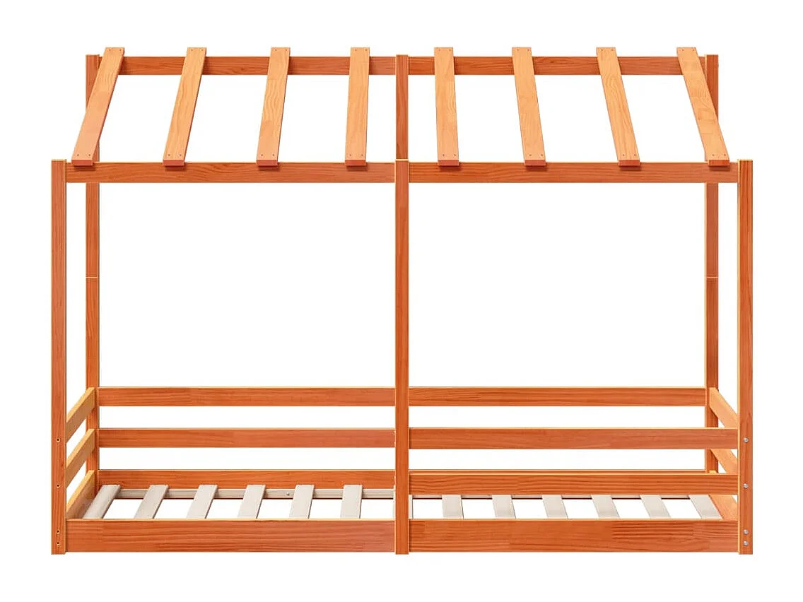 Cama infantil com telhado 90x190 cm pinho maciço castanho-mel