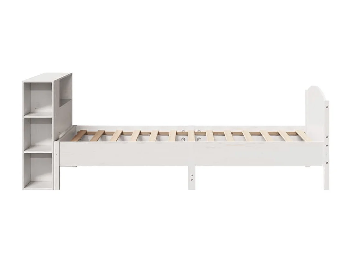 Cama com estante sem colchão 90x200 cm pinho maciço branco