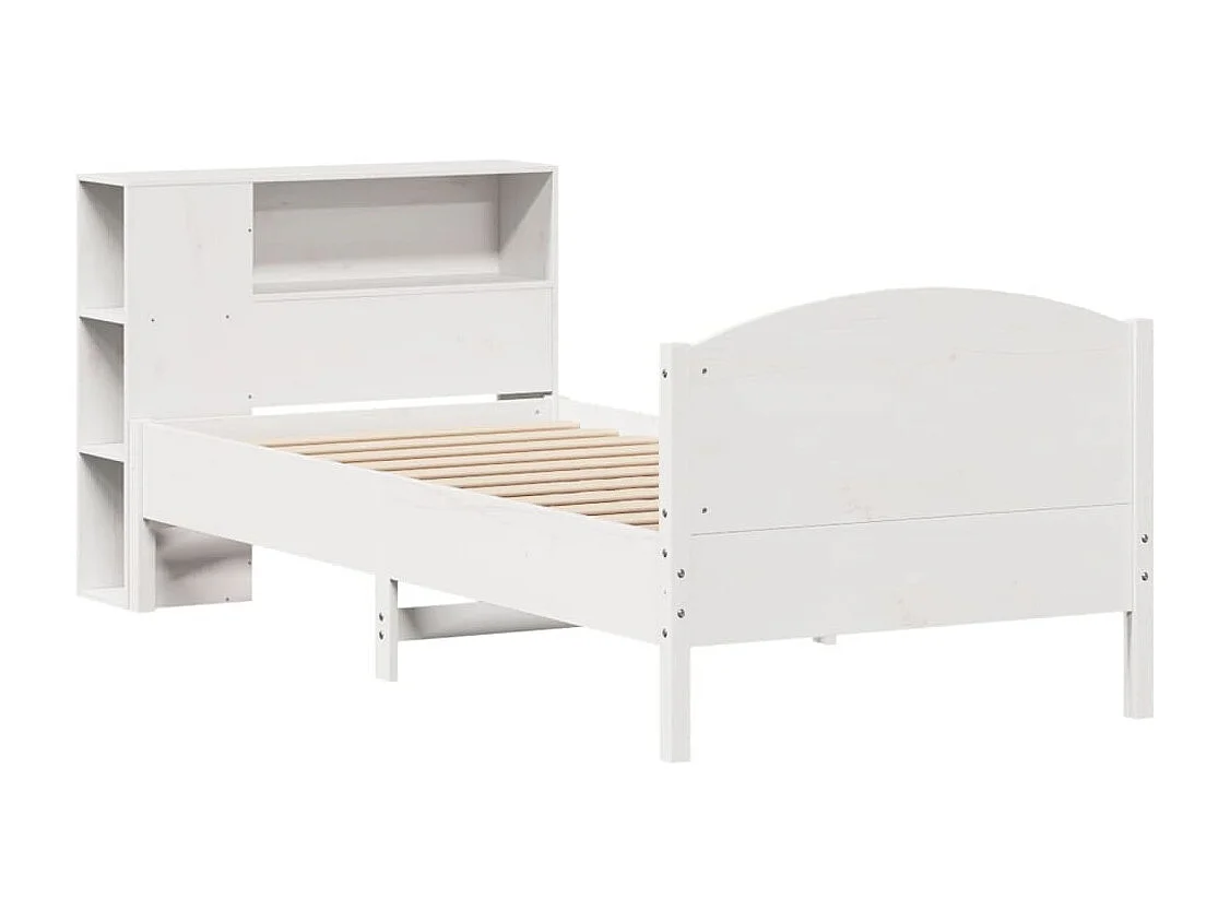 Cama com estante sem colchão 90x200 cm pinho maciço branco