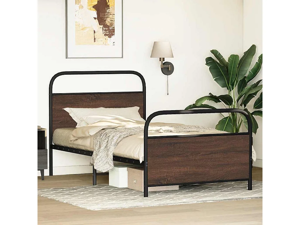 Cadre de lit sans matelas 100x190 cm chêne marron