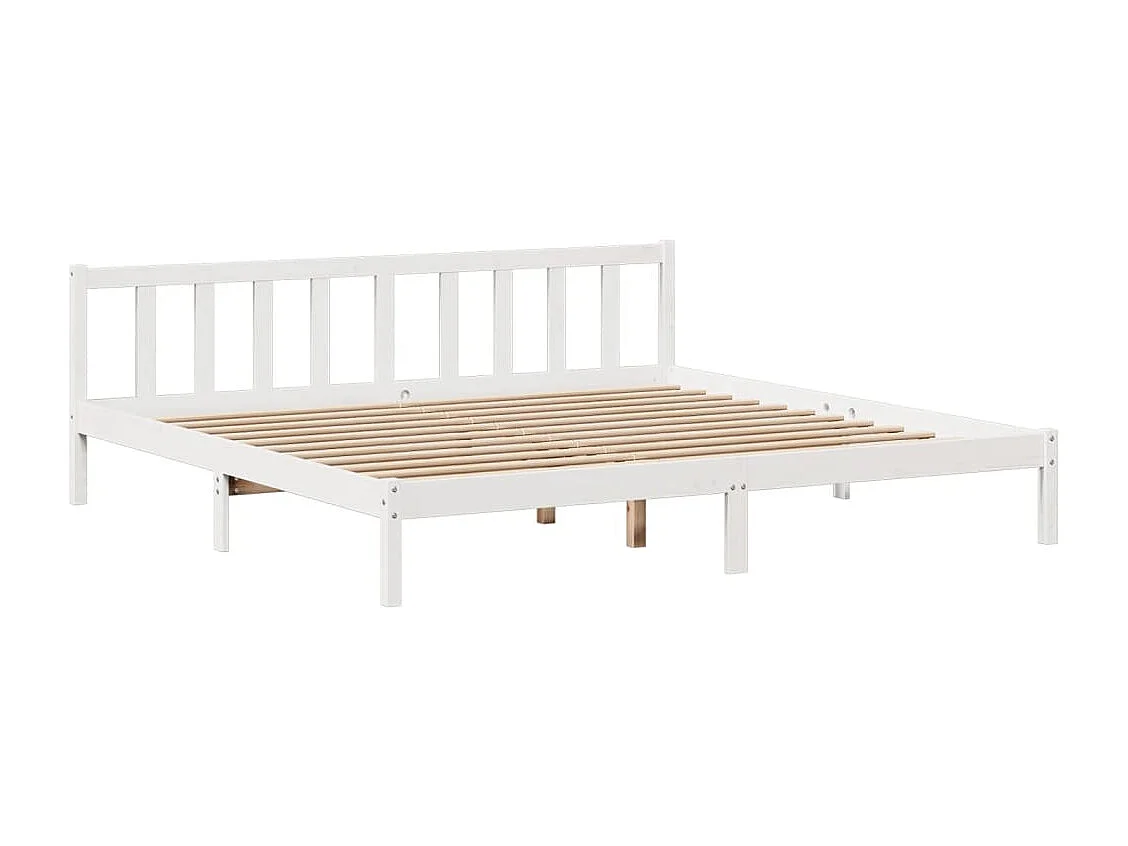 Cama con estantería sin colchón madera maciza blanca 200x200 cm