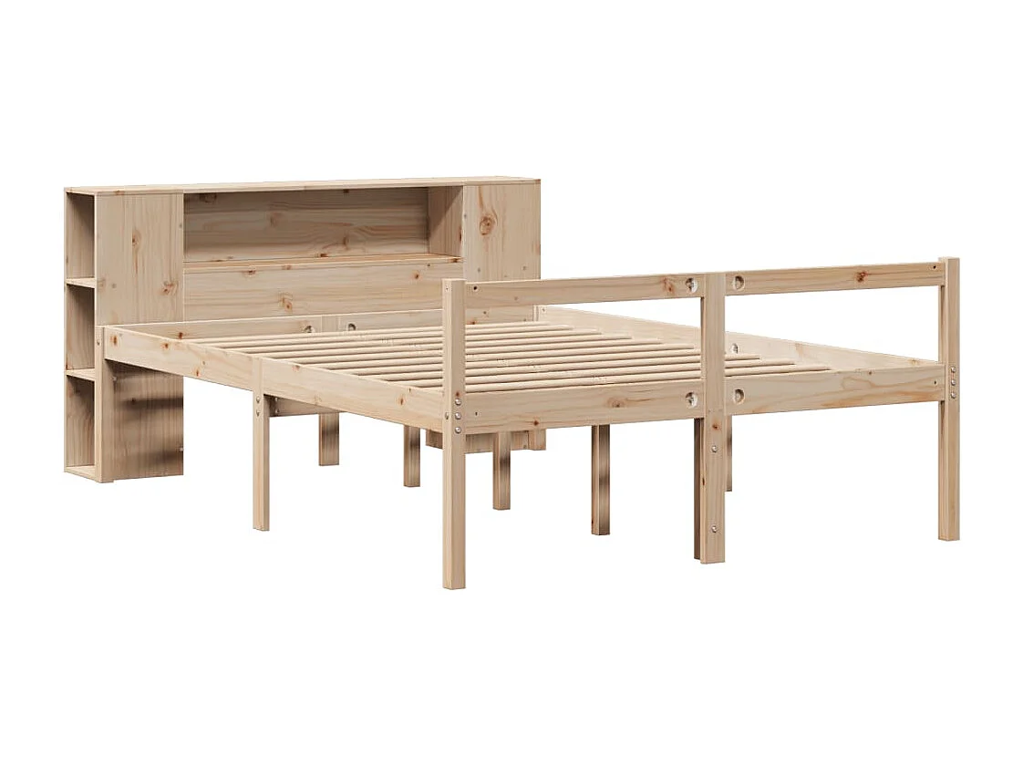 Cama con estantería sin colchón madera maciza de pino 160x200cm