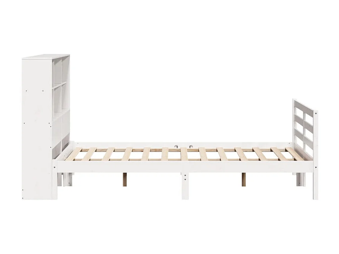 Cama com estante sem colchão 120x190 cm pinho maciço branco