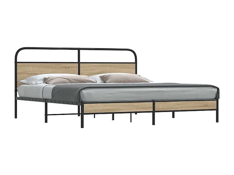 Estructura de cama sin colchón metal roble ahumado 183x213 cm
