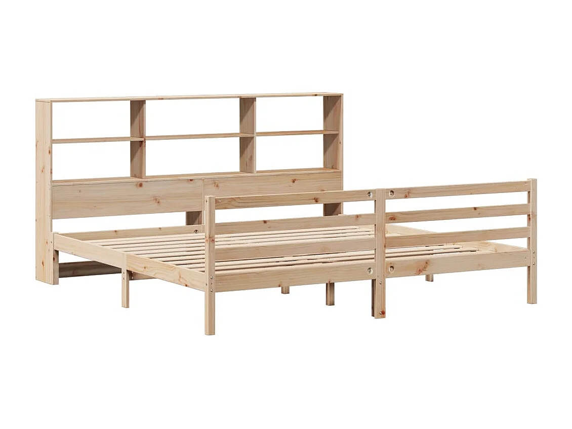 Lit bibliothèque sans matelas 180x200 cm bois massif de pin