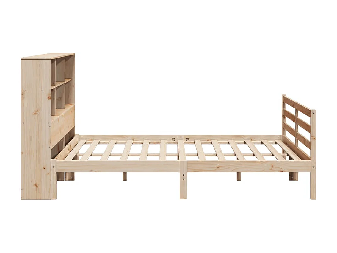Lit bibliothèque sans matelas 180x200 cm bois massif de pin