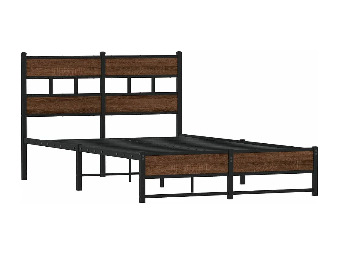 Cadre de lit en métal sans matelas chêne marron 120x200 cm