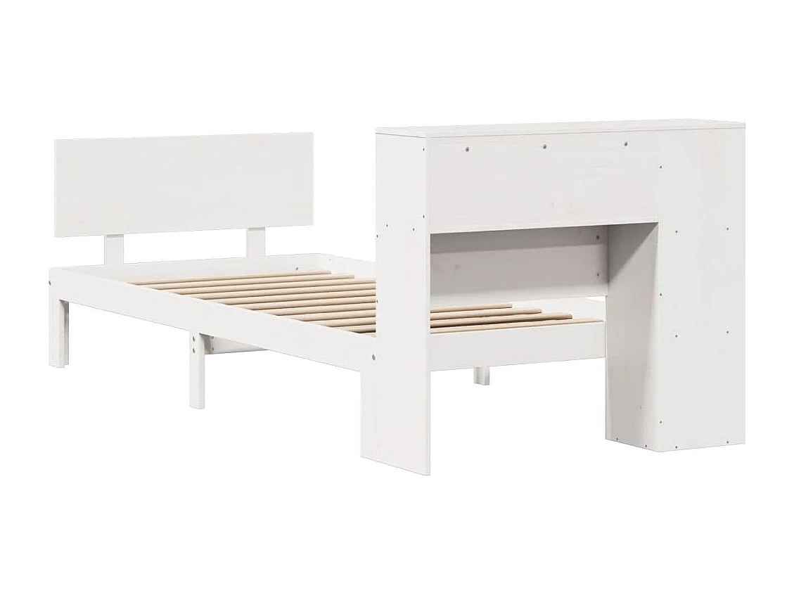 Lit bibliothèque sans matelas blanc 100x200 cm bois pin massif