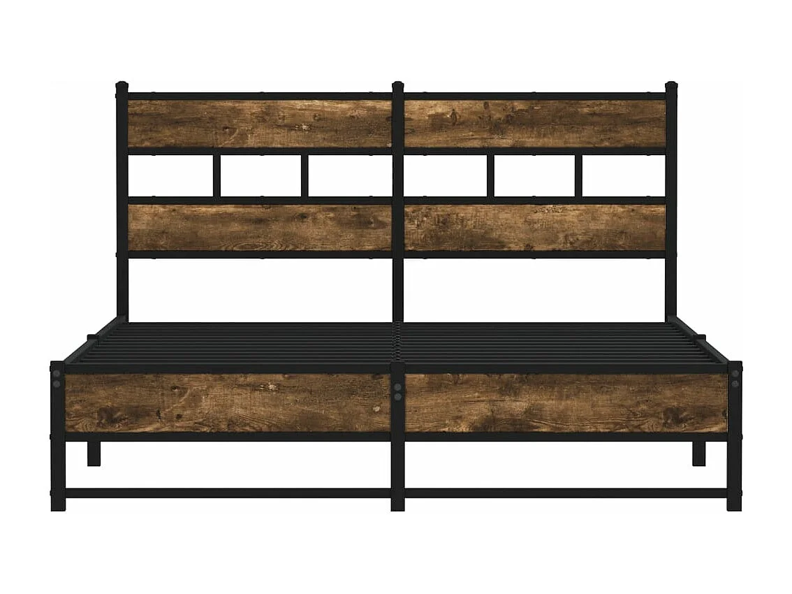 Cadre de lit en métal sans matelas chêne fumé 140x200 cm