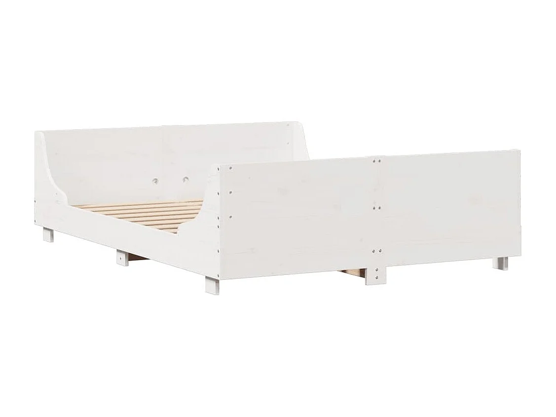 Cama con estantería sin colchón madera maciza blanca 160x200 cm