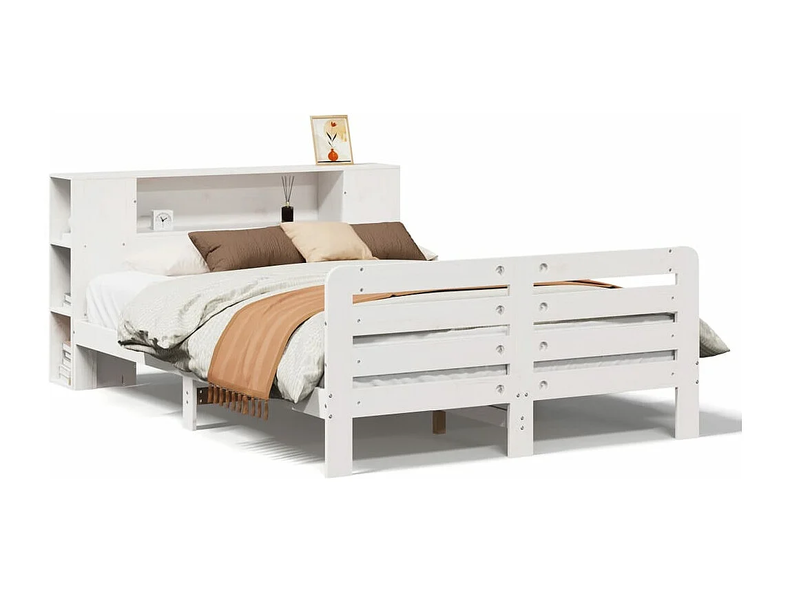 Estructura de cama sin colchón madera de pino blanca 140x190 cm