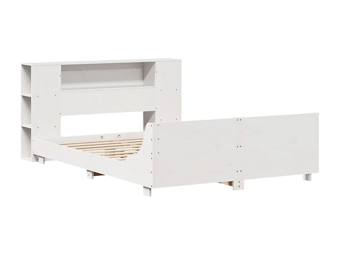 Cama sem colchão 135x190 cm madeira de pinho maciça branco
