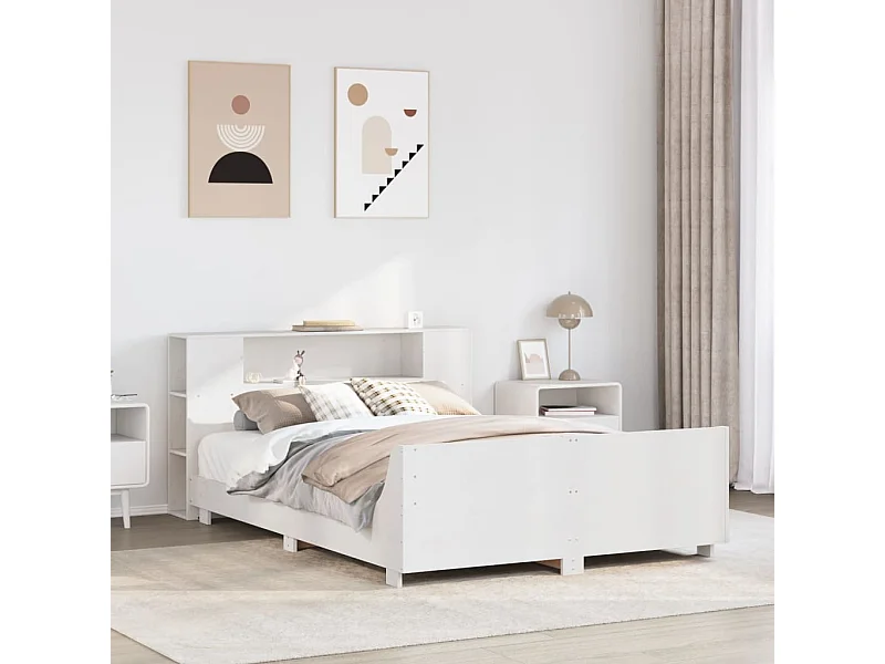 Cama sem colchão 135x190 cm madeira de pinho maciça branco