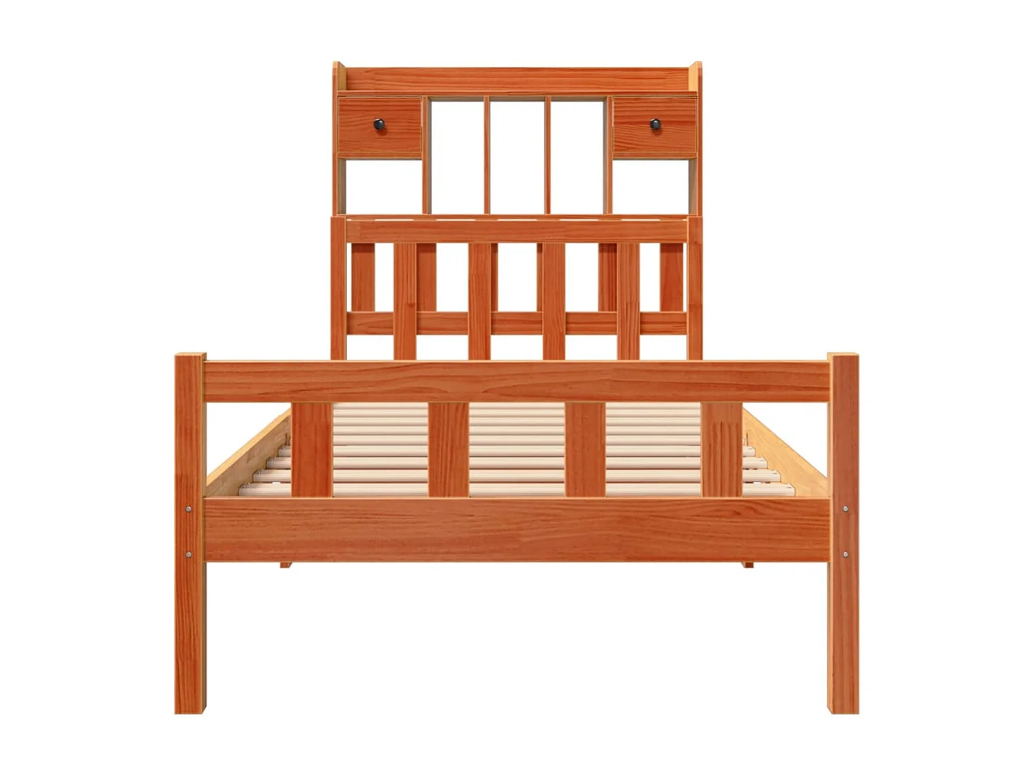 Lit bibliothèque sans matelas cire marron 75x190 cm pin massif
