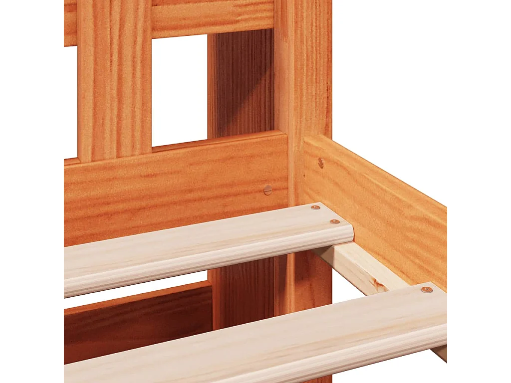 Lit bibliothèque sans matelas cire marron 75x190 cm pin massif