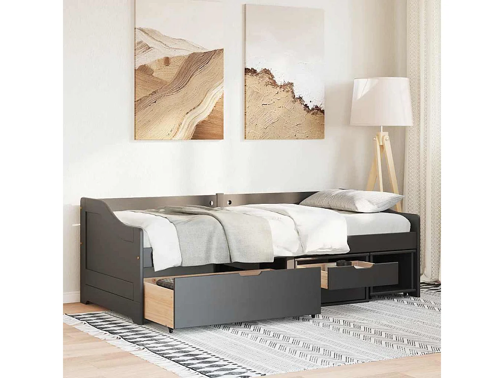 Lit de jour avec 3 tiroirs sans matelas IRUN noir 90x200 cm
