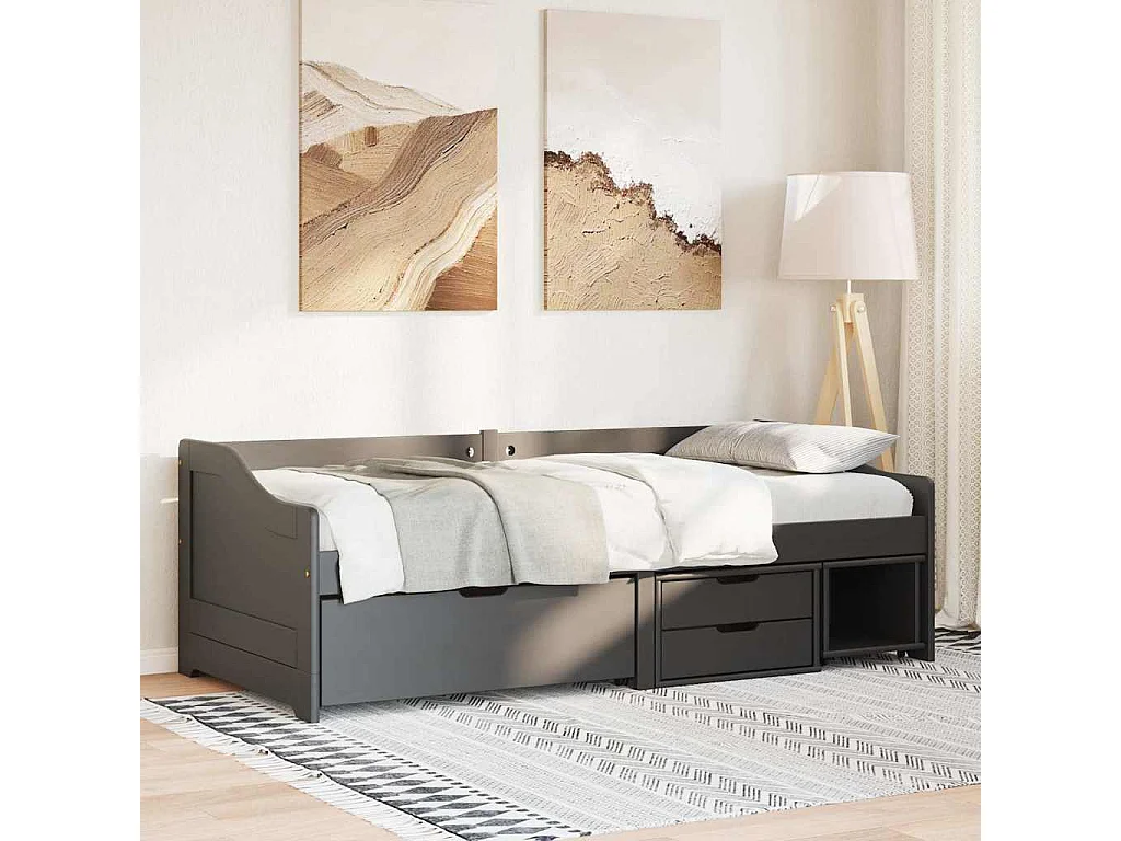 Lit de jour avec 3 tiroirs sans matelas IRUN noir 90x200 cm