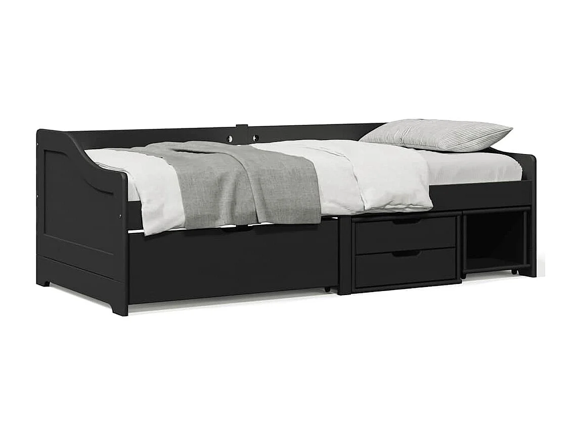 Sofá-cama com 3 gavetas sem colchão 90x200 cm IRUN preto