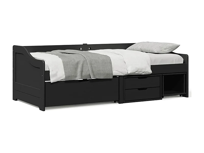 Sofá-cama com 3 gavetas sem colchão 90x200 cm IRUN preto